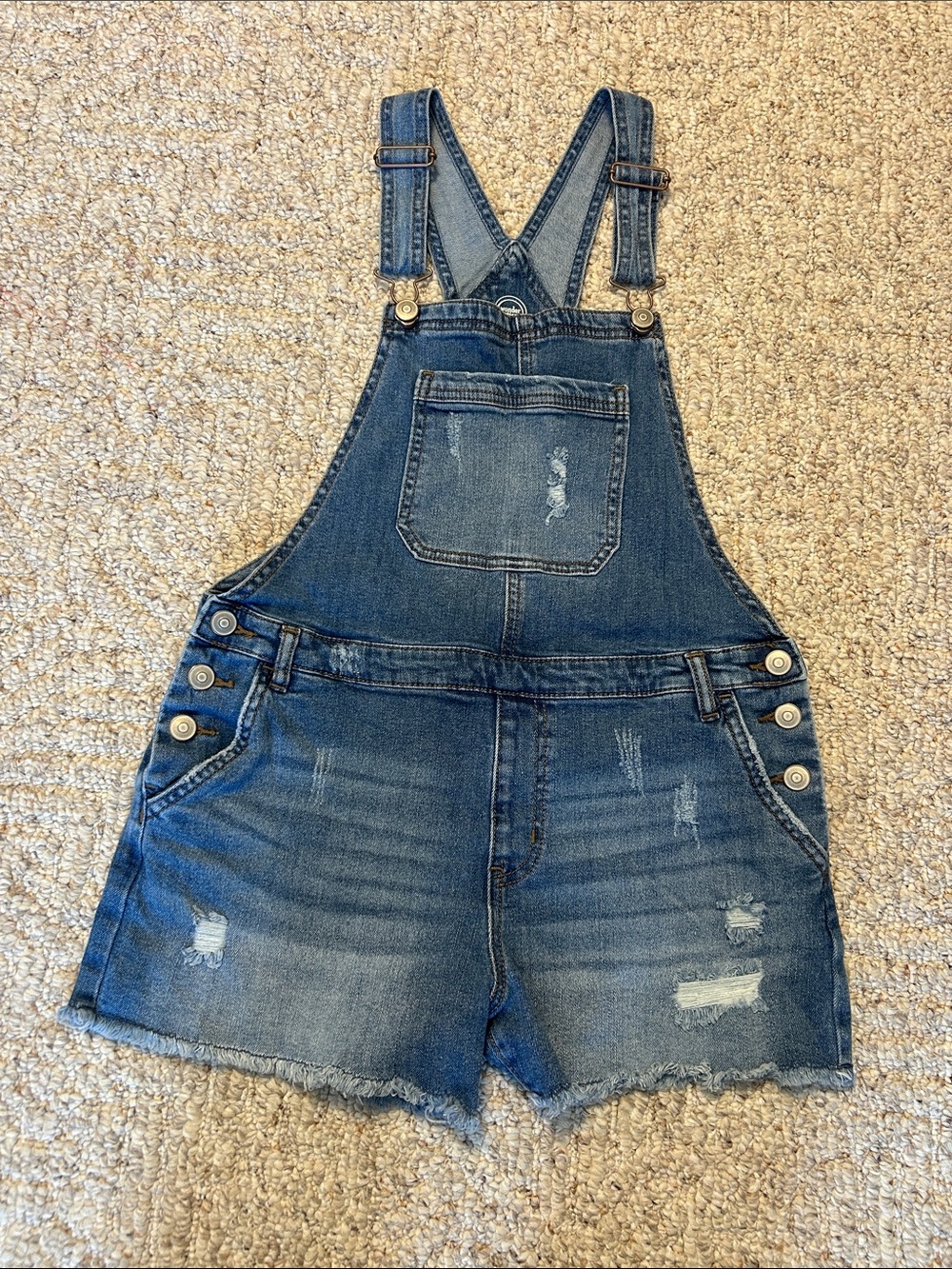 Wonder Nation Denim Overall Shorts XL 14/16